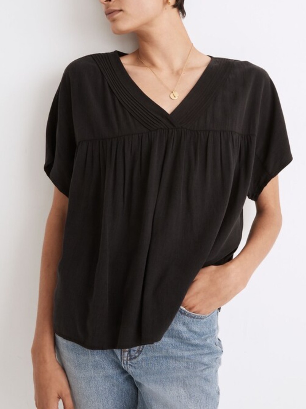 Madewell Black V-Neck Blouse Size XS